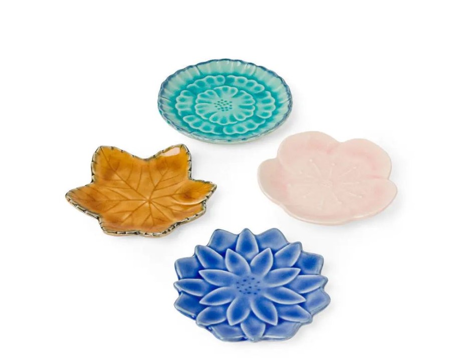 Miya Company Leaf & Flower 4.75" Plate Set | Plate Sets