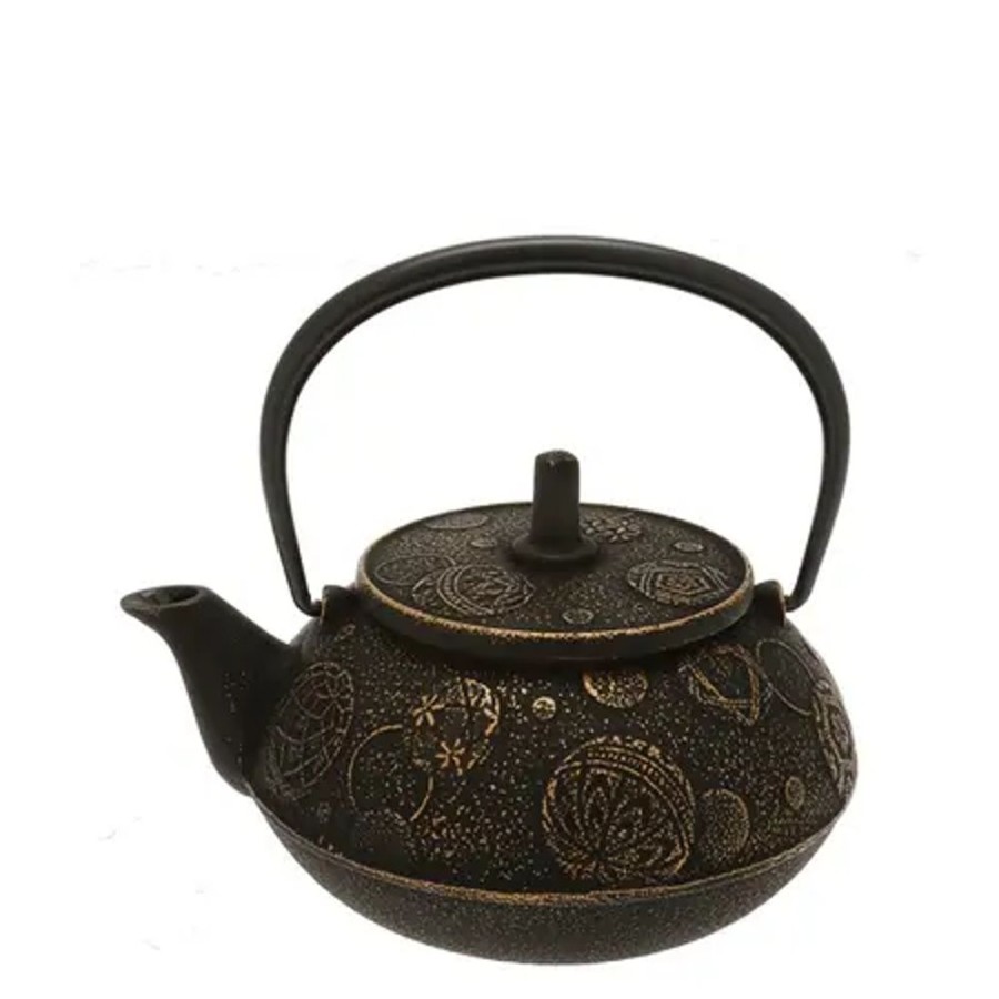 Miya Company Teapot Cast Iron Gold Black Mari | Teapots - Cast Iron