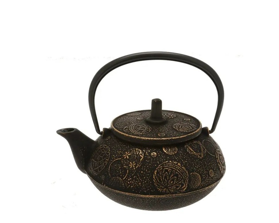 Miya Company Teapot Cast Iron Gold Black Mari | Teapots - Cast Iron