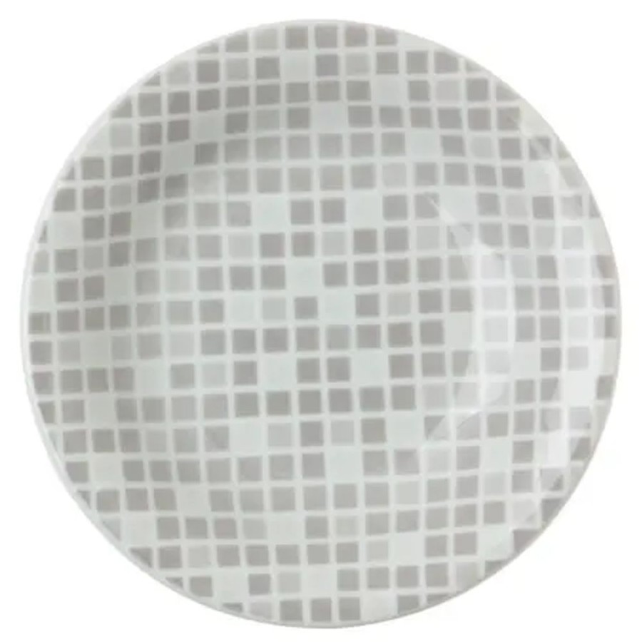 Miya Company Grid 6.5" Round Plate - Gray | Medium Plates