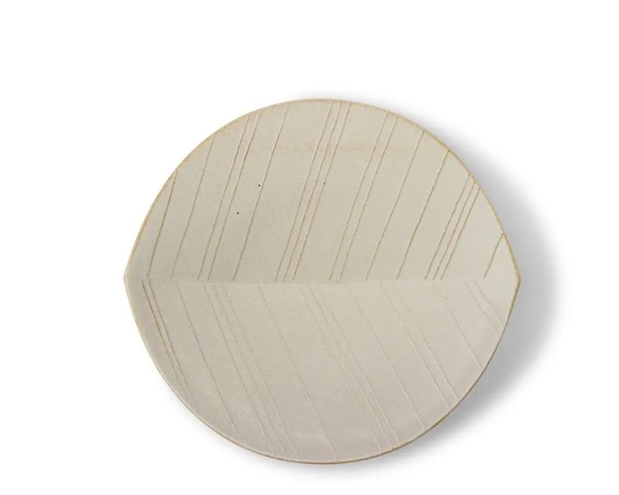 Miya Company Hazara Leaf Plate White 8.75" X 8.25" | Medium Plates