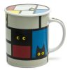 Miya Company Cubist Cat 8 Oz. Lidded Mug - Gray | Cups/Mugs