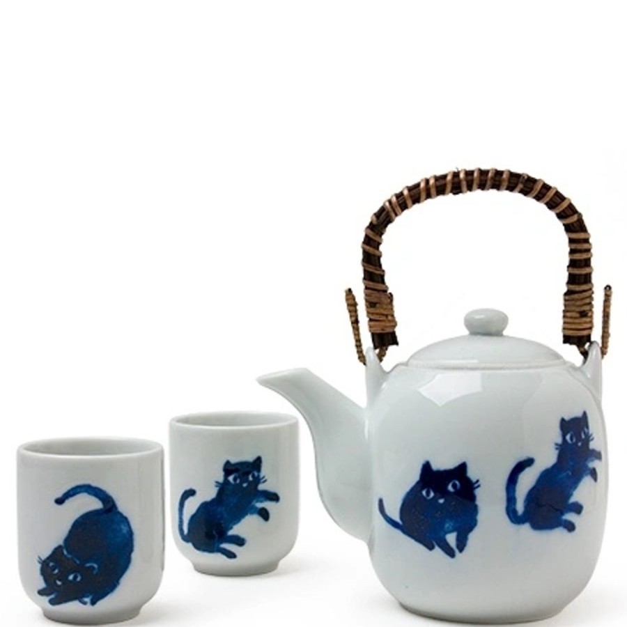 Miya Company Midnight Blue Cat Tea Set | Cats