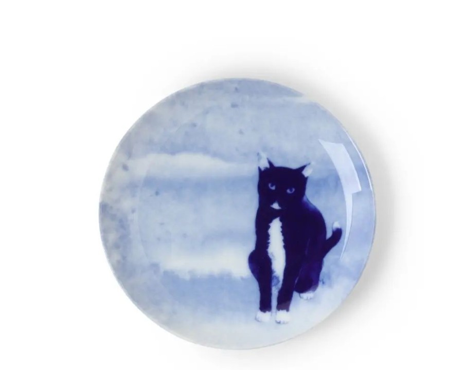 Miya Company Blue Cat Sitting Plate | Plates