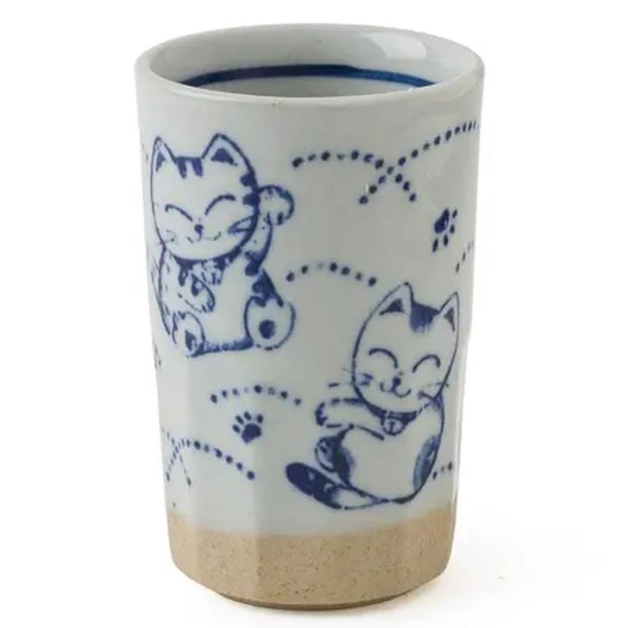 Miya Company Blue Fortune Cat Cup 9 Oz | Tableware