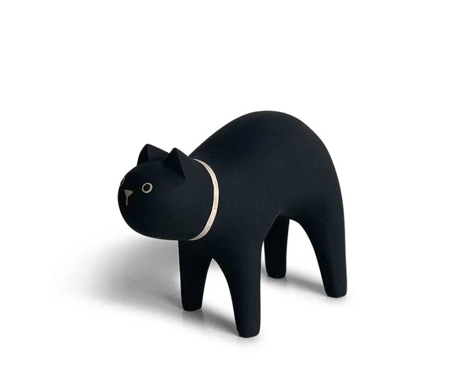 Miya Company T-Lab Wooden Animal - Cat Black | Cats