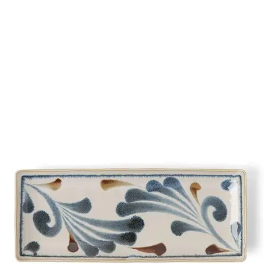 Miya Company Rustic Blue Vines Rectangle Plate | Medium Plates