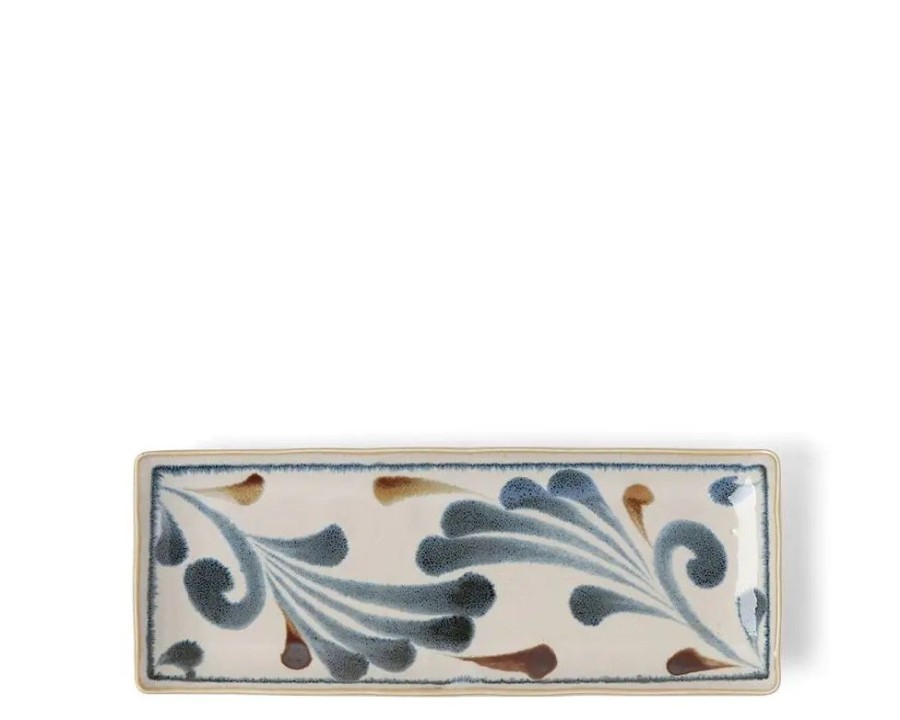 Miya Company Rustic Blue Vines Rectangle Plate | Medium Plates