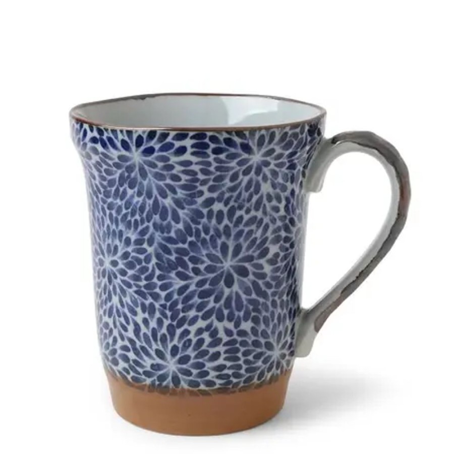 Miya Company Blue Floral Mums 14 Oz. Wide Mouth Mug | Mugs